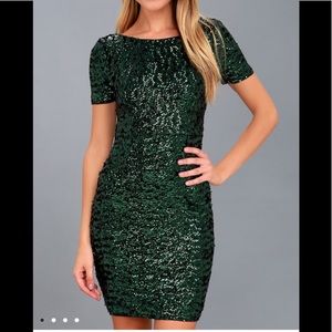 Dark Green Sequin Bodycon Dress